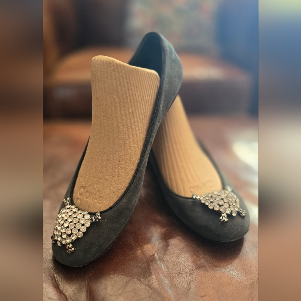 Giuseppe Zanotti Grey Crystal Embellished Flats Size 8.5 US